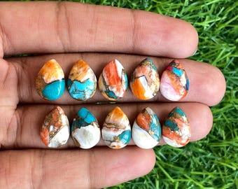 Natural Oyster Copper turquoise Pear Cabochon Loose gemstone lot for jewelry making , ring , pendant, bracelet making.