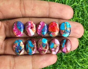 Pink Oyster Copper turquoise Oval shape Oyster turquoise Loose gemstone lot for jewelry making , ring , pendant, bracelet making.