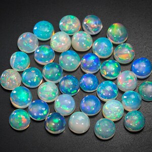 100% Natural Ethiopian Opal Loose Gemstone Cabochon 5mm 35pcs Welo Fire Round Shape Cabochon Lot