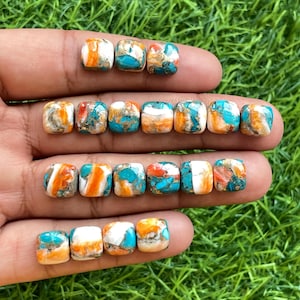 Natural Oyster Copper turquoise Cushion Cabochon Loose gemstone lot for jewelry making , ring , pendant, bracelet making.