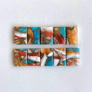 Natural Oyster Copper turquoise rectangle Cabochon Loose gemstone lot for jewelry making , ring , pendant, bracelet making.