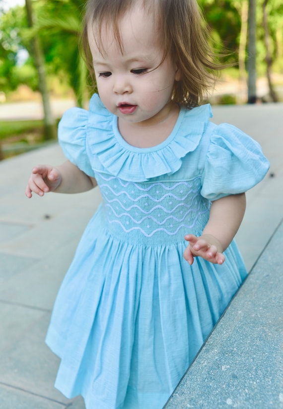 Light blue 2025 smocked dress