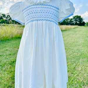 Smocked Girls Dress- Creamy White Smocked Dress Girls- White Smocked ...