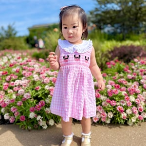 minnie smocked dress NEW Boutique Mouse Girls Embroidered Red Gingham Plaid Perfect for all her Magical Adventures Disney Minnie Mouse Square Neck