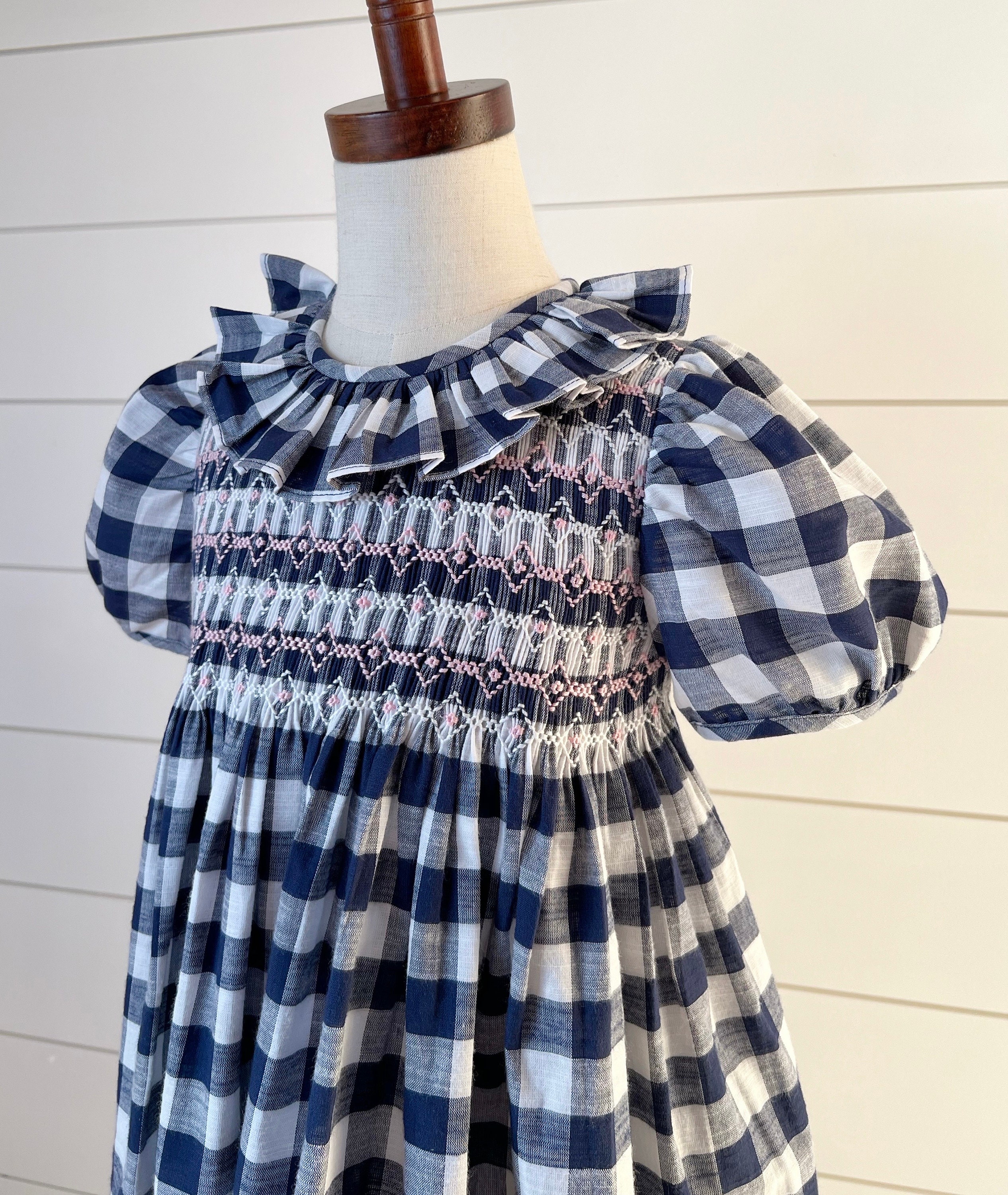 Cristina Green Gingham Handsmocked Girl Set