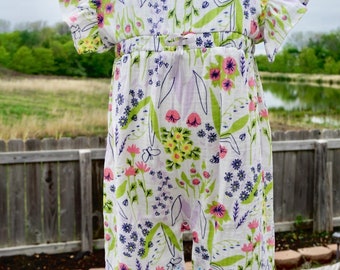 Botanical Jumpsuit Girls - Muslin Floral Jumpsuit for Kids- Girls summer outfit