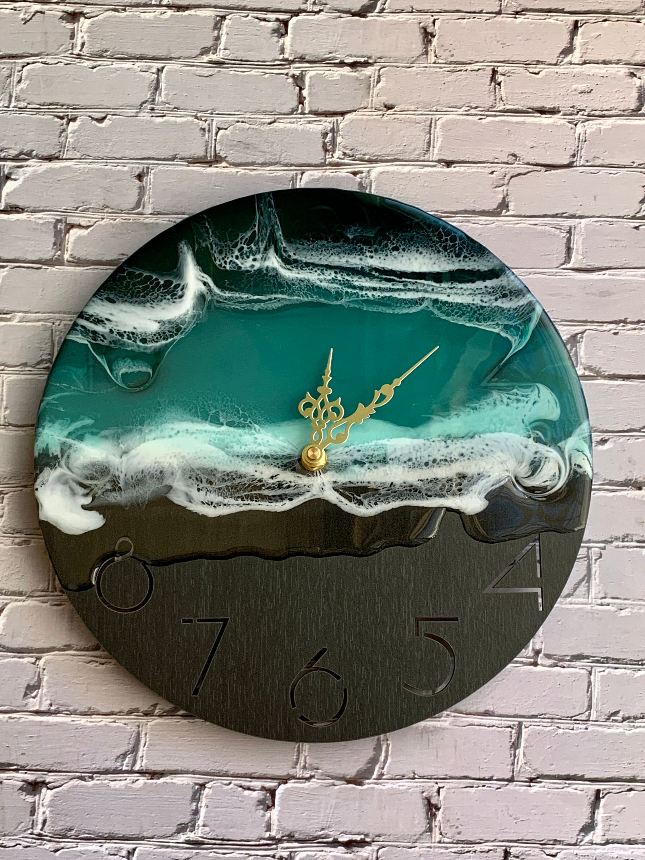 Resin Wall ClockClockResin ClockBeach Etsy