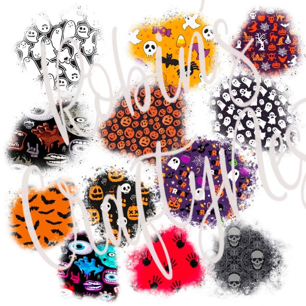 Halloween distressed bleach Patches for sublimation png