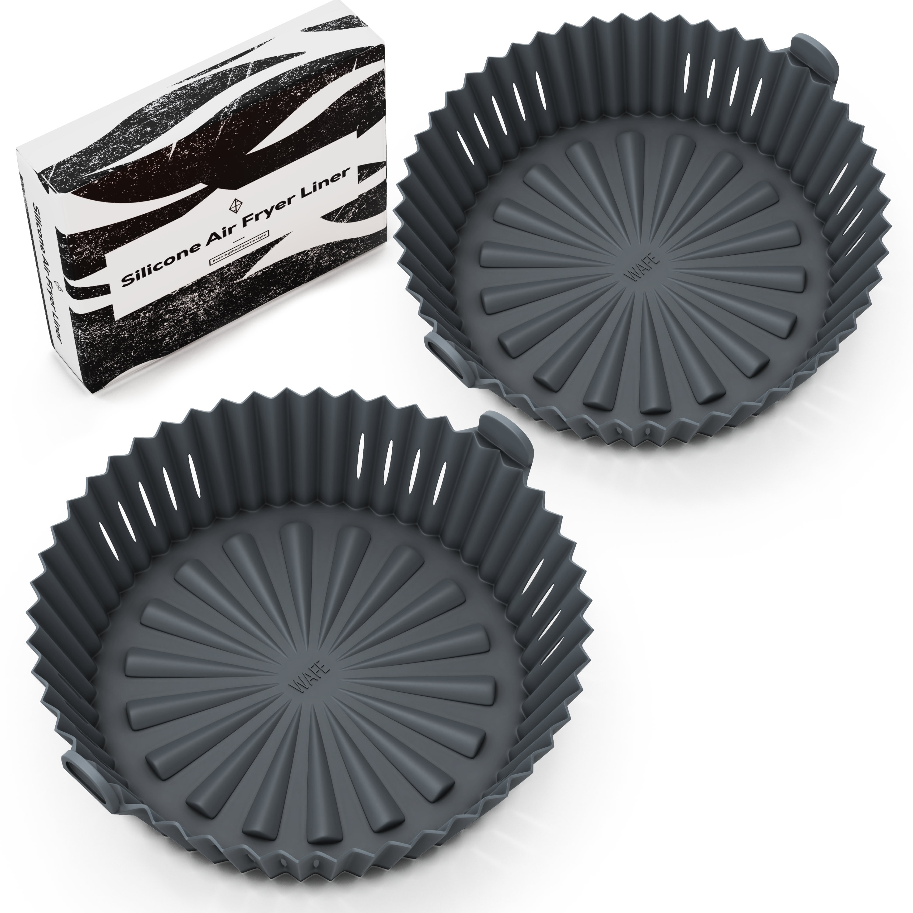 2 PACK WAFE Reusable Silicone Air Fryer Round Basket -Easy to Clean, Heat Resistant, Non-stick, Silicone Liner for Air Fryers, Instant Pots.