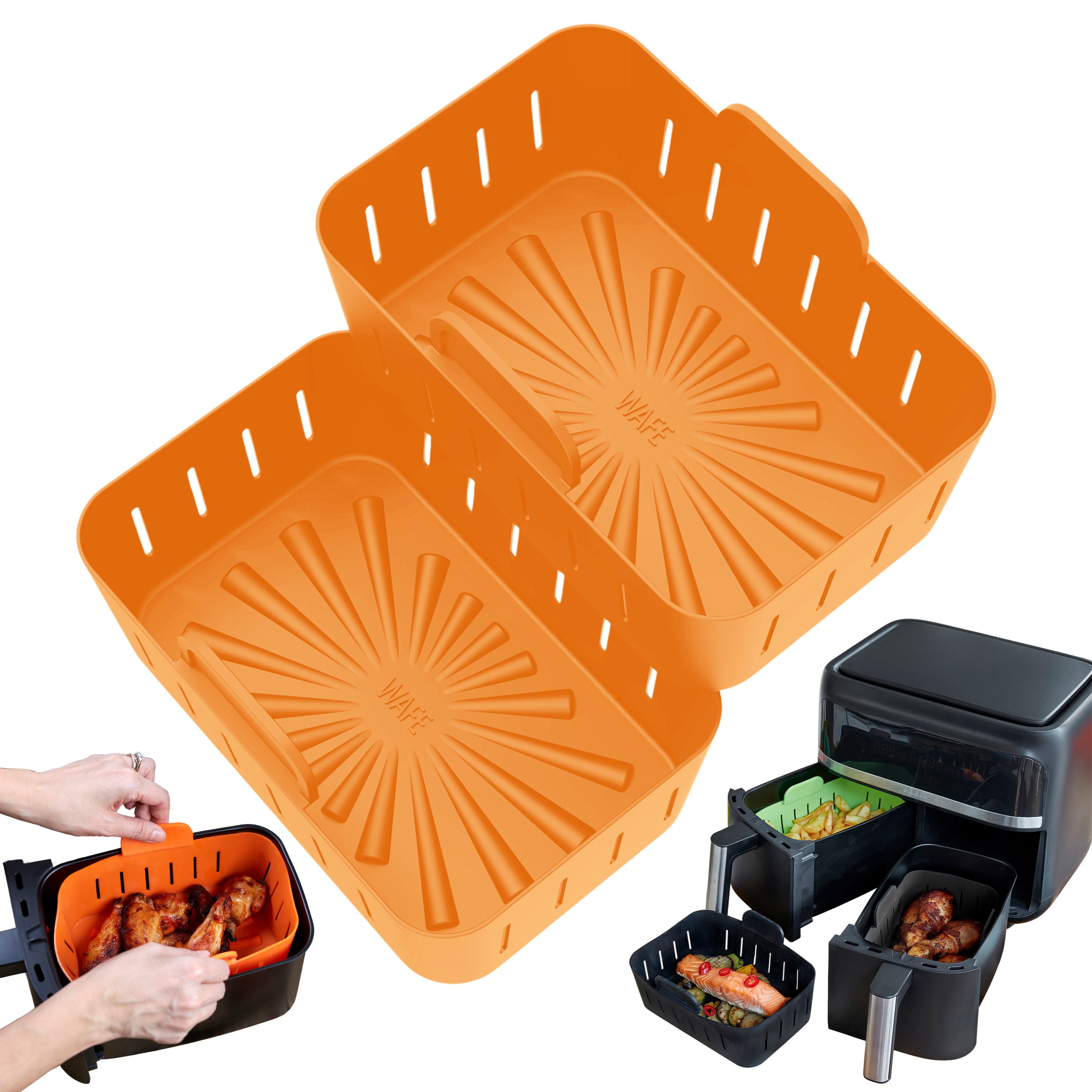 3 Cestelli In Silicone Per Friggitrice Ad Aria - Riutilizzabili, Antiaderenti, Per Forno E Microonde - Foto 2