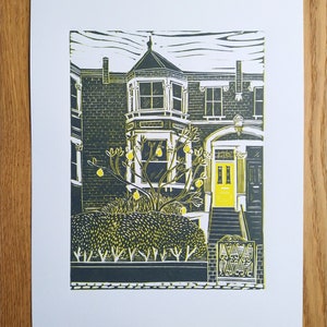 Lino print Custom House portrait Personalised House portrait Lino cut House illustration New home gift Housewarming First home moving gift image 1