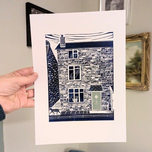 Lino print Custom House portrait Personalised House portrait Lino cut House illustration New home gift Housewarming First home moving gift image 10