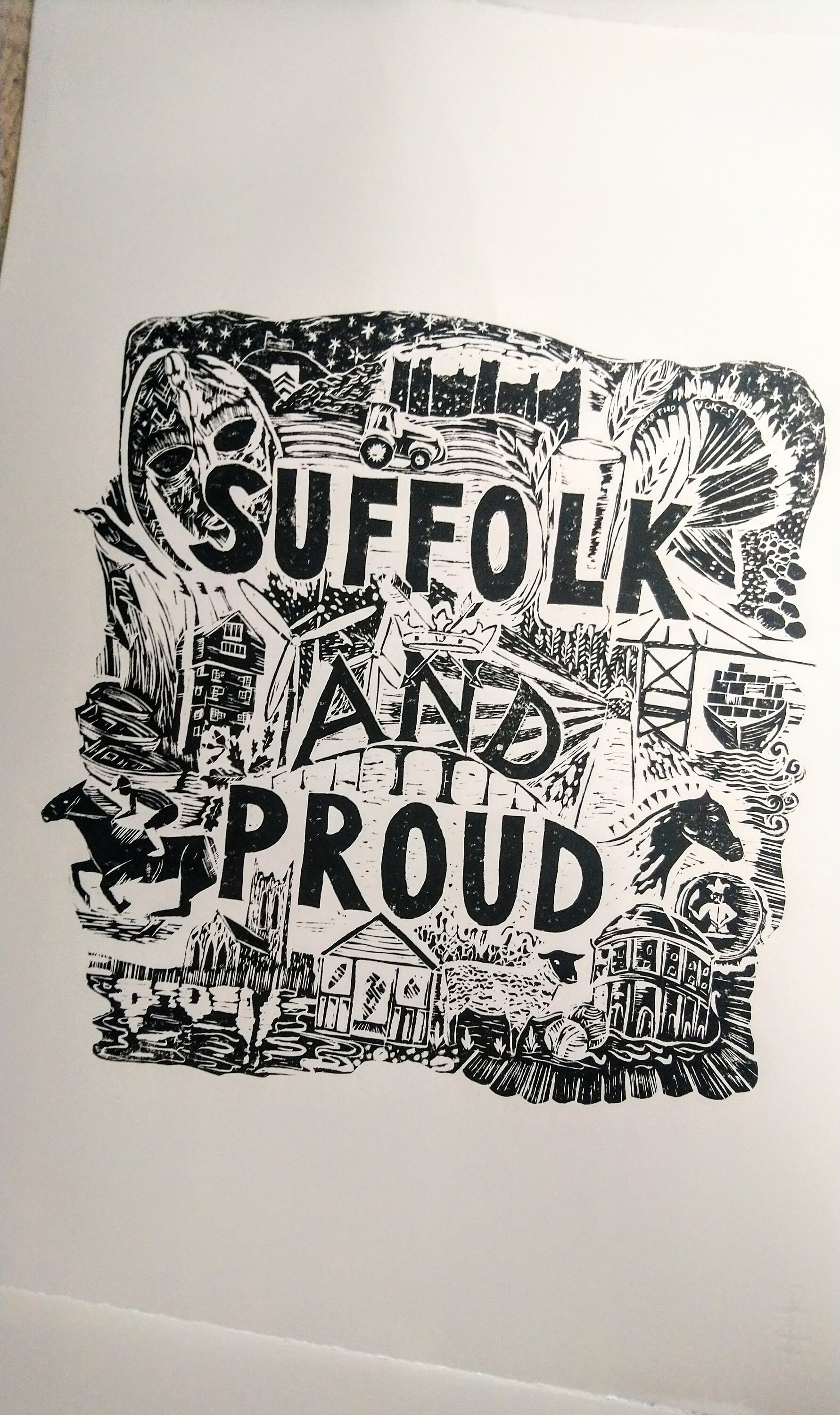 Original lino print Suffolk and proud Suffolk art Suffolk Etsy