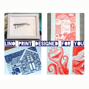 Custom lino print Art commission Personalised lino print Linocut commission Portrait from photo House portrait from photo