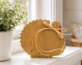 Wooden Turkey Decor, Rustic Thanksgiving Tiered Tray Accent, Farmhouse Fall Decoration