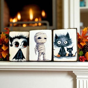 cute halloween sign, halloween decor small wood sign, funny halloween monster shelf decor, halloween gift idea,spooky fall accent coffee bar