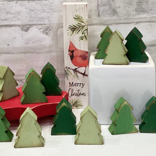 Mini Wood Christmas Trees Tree Bowl Fillers Christmas Tier Etsy
