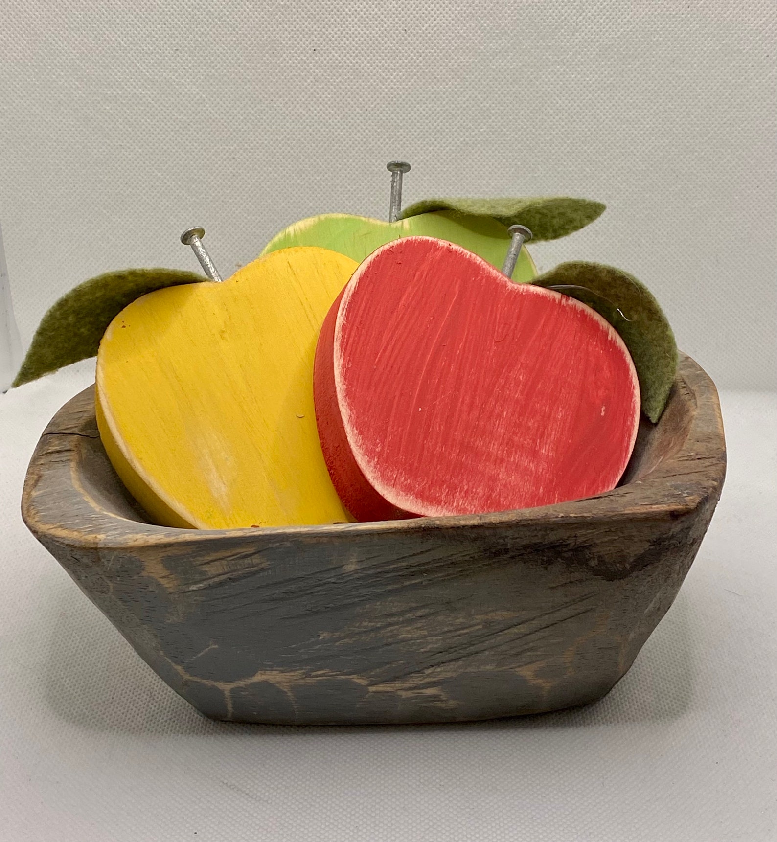 Apple decor Wooden apples tiered tray apples colorful wood Etsy