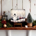 Folk art Winter wood signs, snowman, santa Holiday easel display, holiday gift,Whimsical Christmas art, hostess gift,rustic winter accent