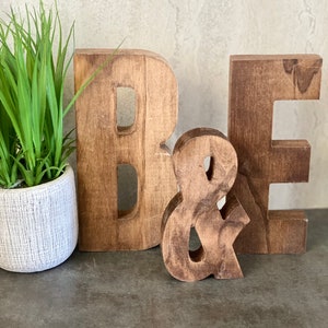 Rustic Wooden Initial Decor | Freestanding Letter Sign | Farmhouse Shelf Decor | Wedding Initials | Nursery Letter | Personalized Gift