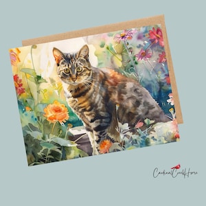 Watercolor Cat notecards, cat lover stationery set, set of 12 greeting cards,gift for cat lover, A2 cat notecard with envelopes, cat art
