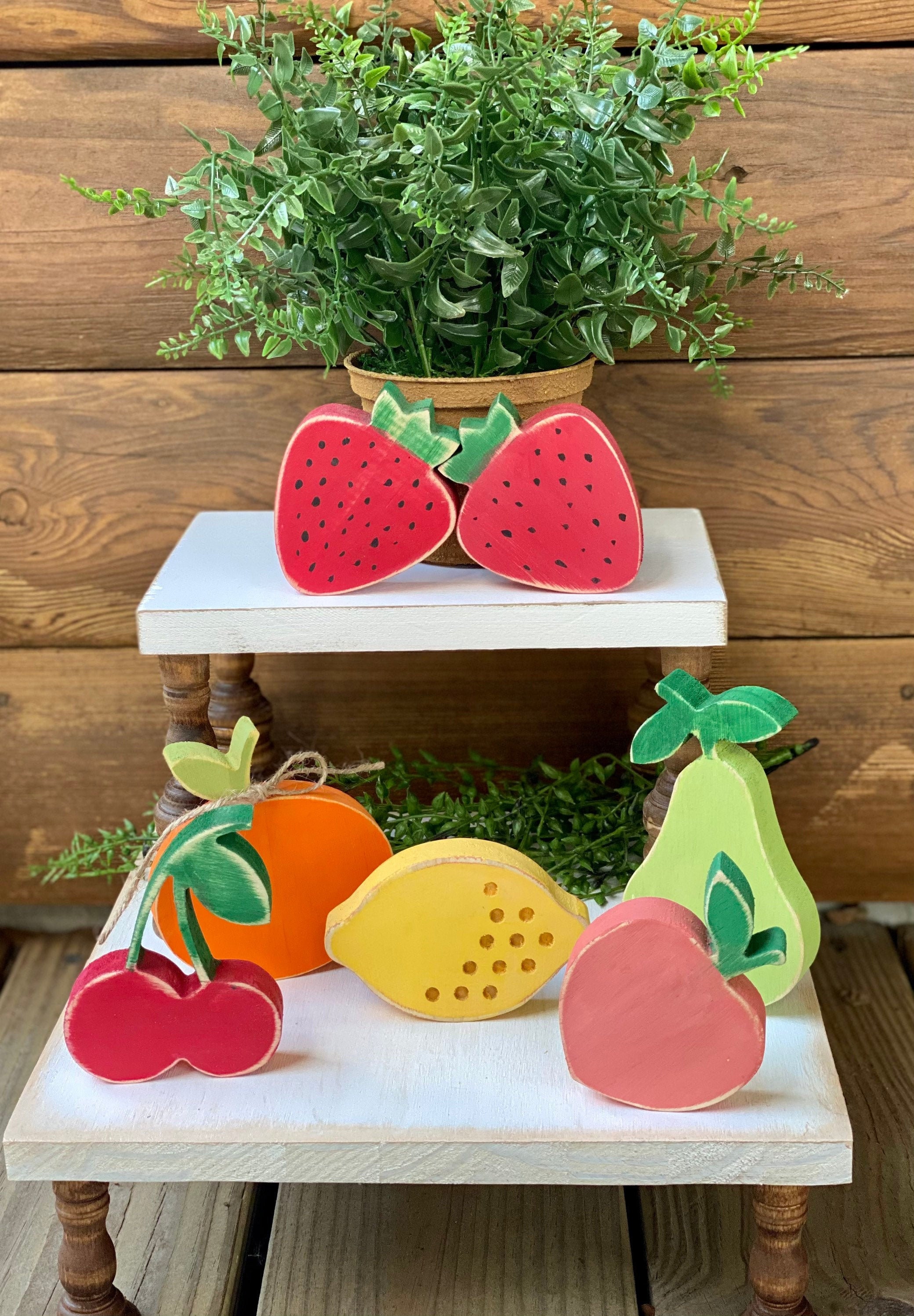 Wood fruit fruit tiered tray Spring decor Wood Etsy