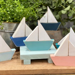 Wood sailboats, nautical home, coastal decorating, lake home decor, mini boats, sailing, rustic sailboats