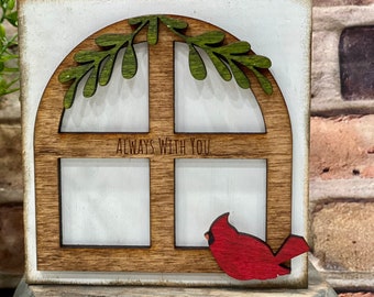 Wooden cardinal memorial block, remembrance gift,  red bird,  condolence gift, sympathy,  bird tiered tray, 3D cardinal sign, loved one