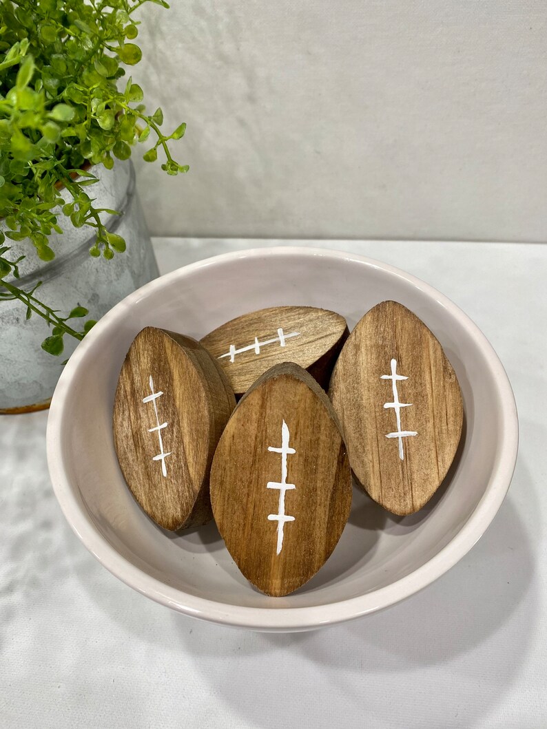Football Tier Tray Mini Wooden Footballs Football Trio Etsy