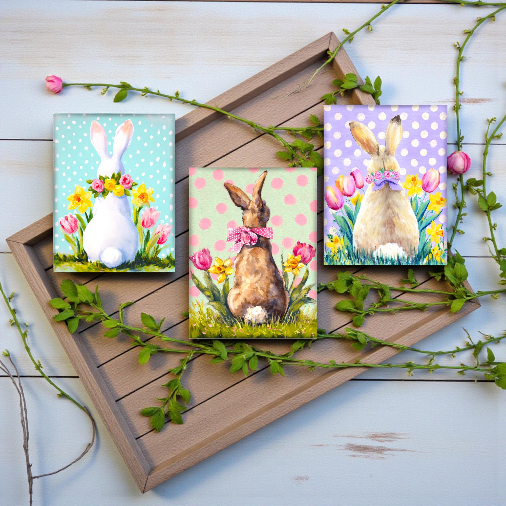 Whimsical Easter Bunny Wood Signs, Spring Rabbit Decor, Farmhouse Shelf ...