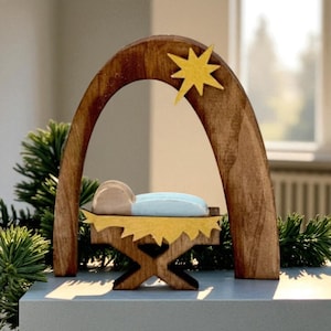 Handcrafted Wooden Nativity Set – Rustic Faith Decor, Religious Gift for Baptism, Memorial, Housewarming, or Christmas Display