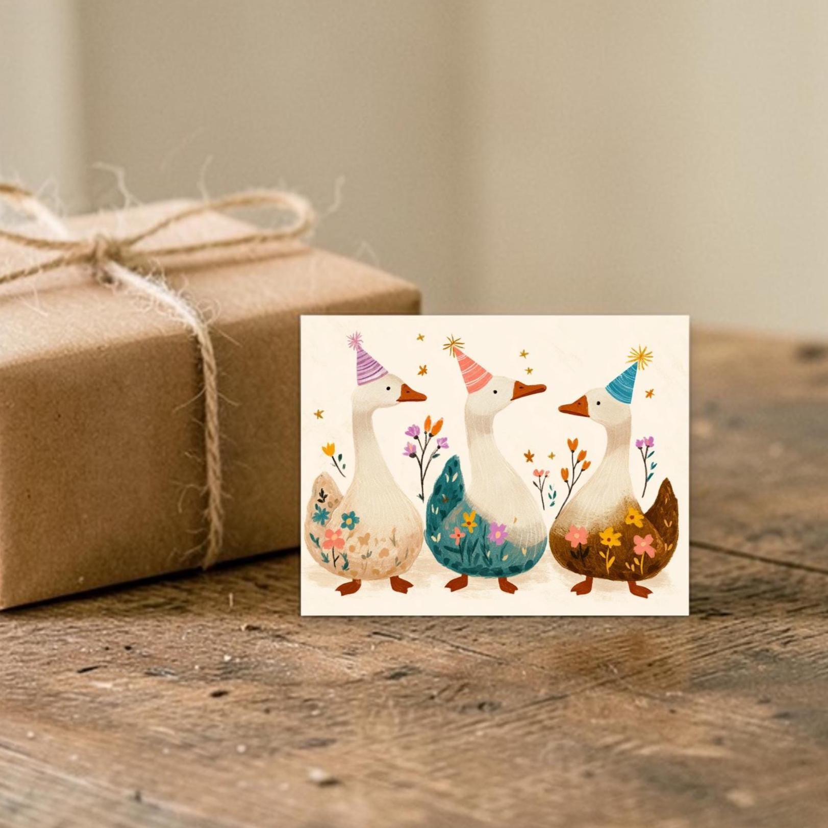 Whimsical Goose Birthday Card Set of 12, Party Goose Greeting Cards ...