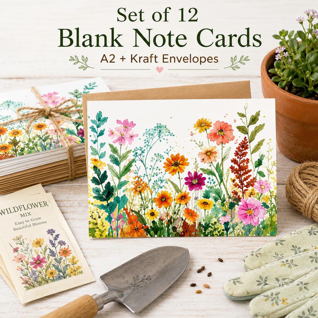 Wildflower Note Cards Set, Blank Floral Greeting Cards, Garden Lover ...