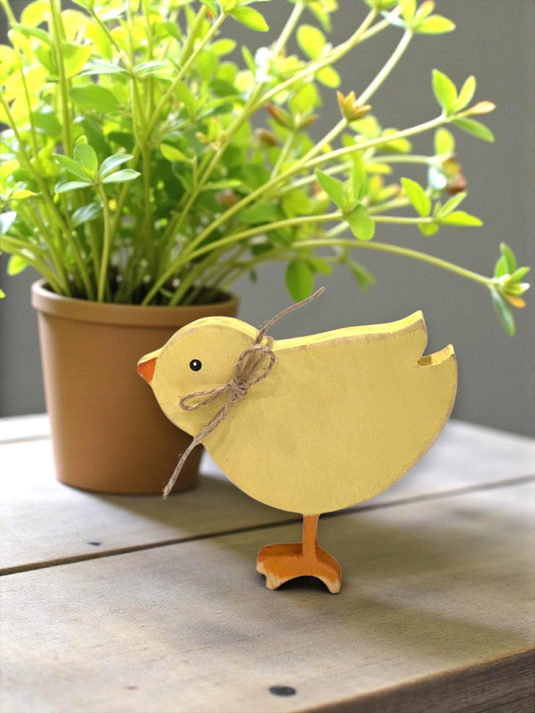 Decoración de pollito de madera, estante de Pascua primaveral, bandeja ...