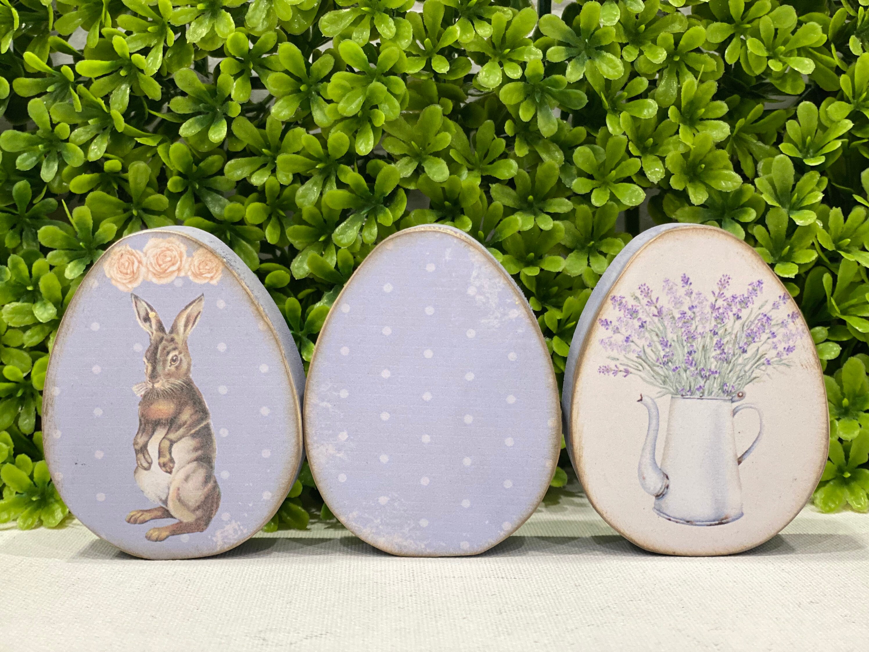 Wooden Decoupaged Easter Eggs Vintage Eggs Set of Three Etsy