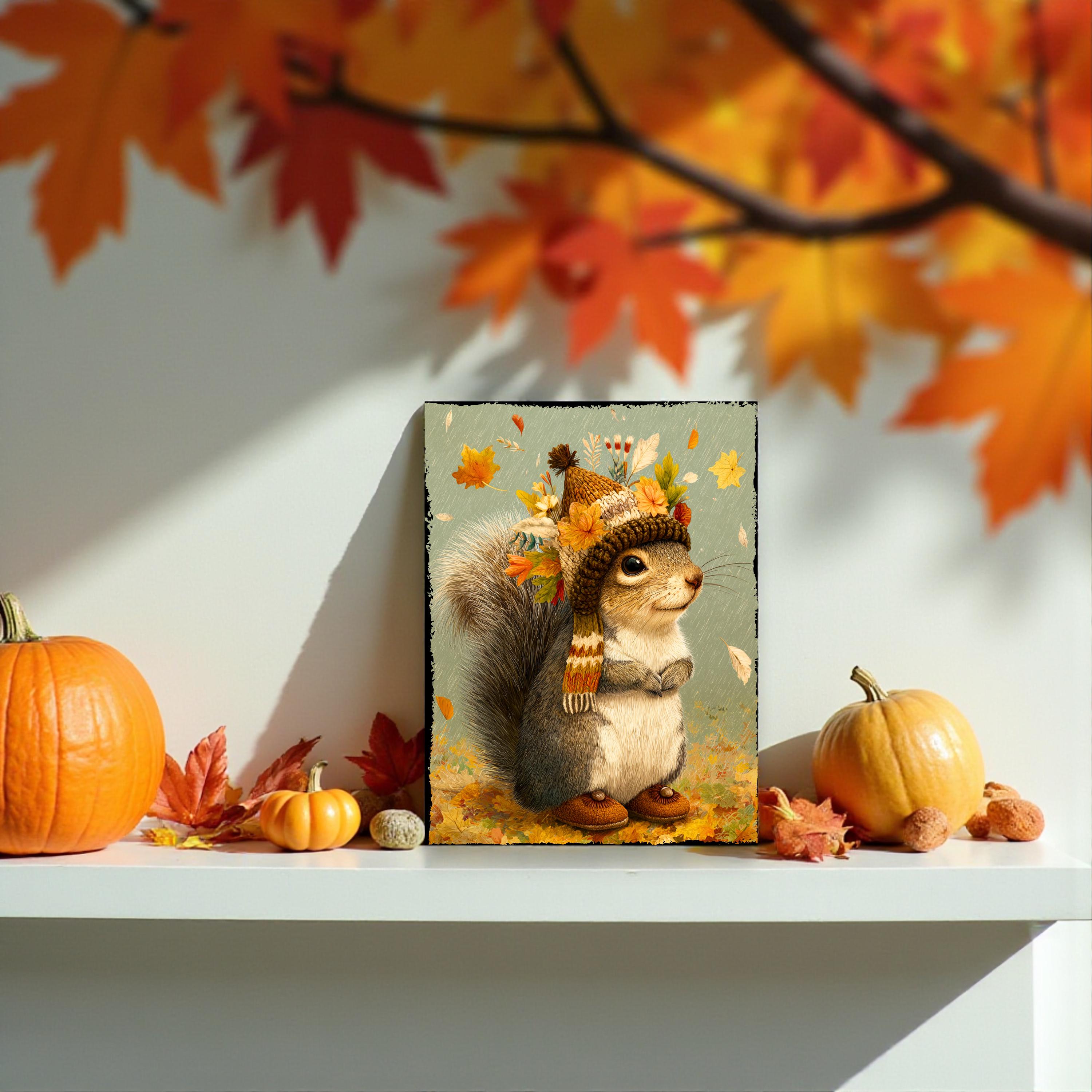 Fall Racoon Decor Fall Woodland Animal Wood Signs Set, Raccoon Squirrel Fox Shelf Decor ...