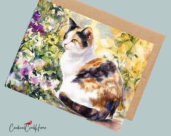 Watercolor Cat notecards, cat lover stationery set, set of 12 greeting cards,gift for cat lover, A2 cat notecard with envelopes, cat art
