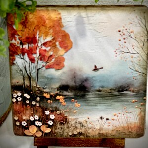 Whimsical Fall Folk Art, Wood Block Prints, Primitive Mini Art, Autumn ...