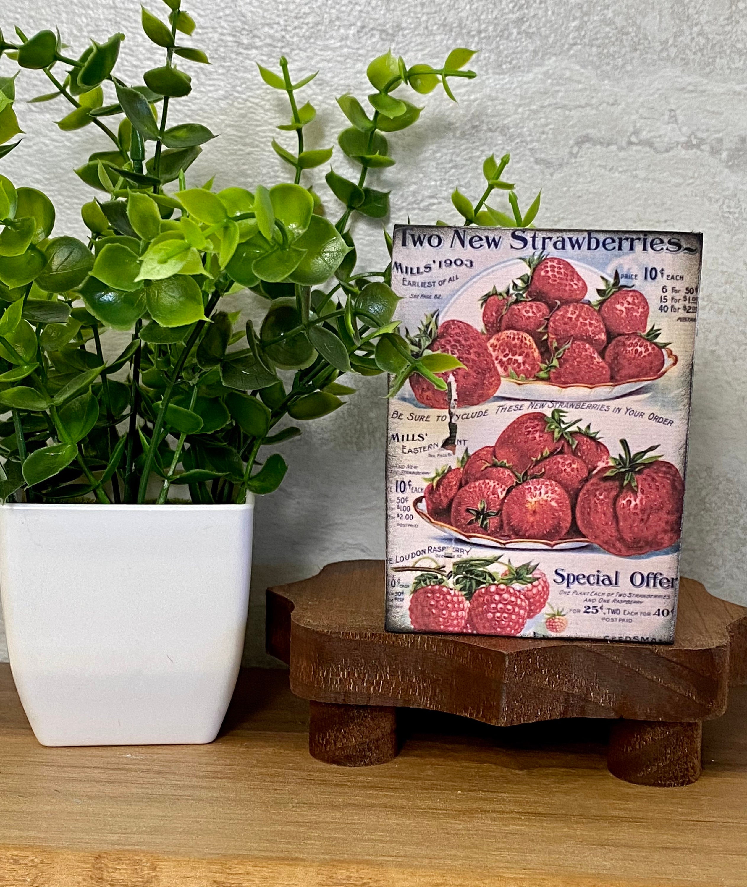 Strawberries Tiered Tray Decor - Laser Cut Wood Painted – MrsHandPainted