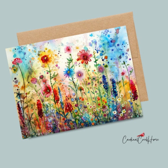 Garden notecards, Watercolor cards gift,  Set of 12 – Blank A2 greeting Cards for Birthdays, Thank You, Thinking of You, or Just Because