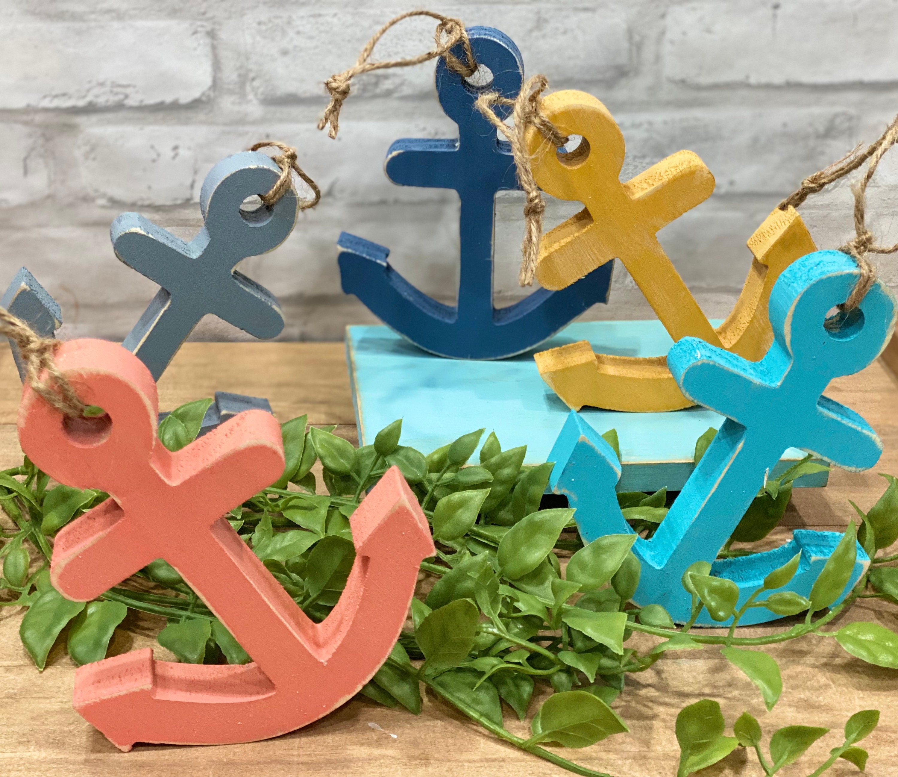Wood Anchors Beach Decor Coastal Cottage Door Anchor Etsy