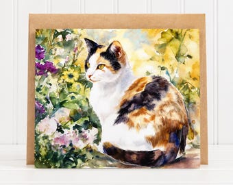 Watercolor Cat notecards, cat lover stationery set, set of 12 greeting cards,gift for cat lover, A2 cat notecard with envelopes, cat art