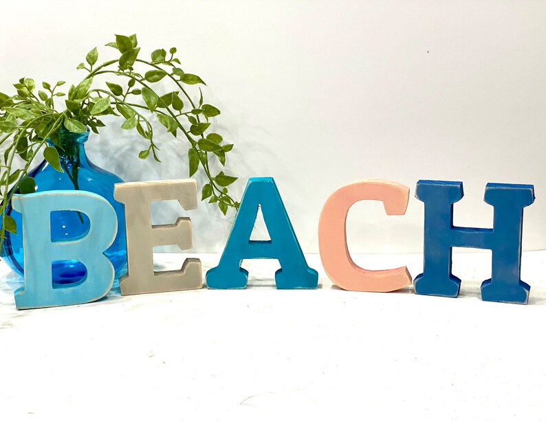 Wood Coastal Letters Rustic Coastal Wall Decor Beach Home Etsy