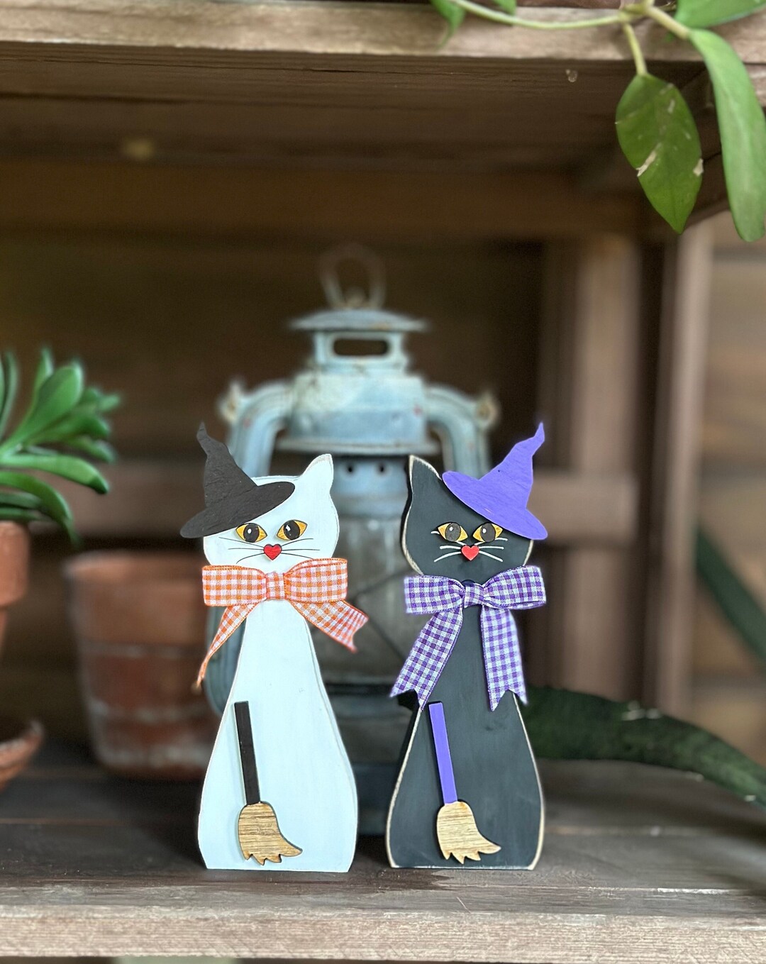 Tall Halloween Cat Figures for Home Decor,wood Halloween Decor Cats