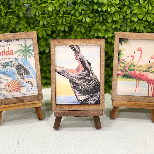 Vintage Florida mini print, retro Florida, small artwork, beach cottage,  Fl landmarks, Florida nostalgia, coastal theme, Fl charm