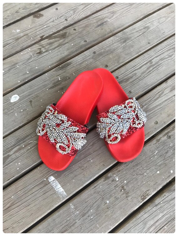 red glitter slippers