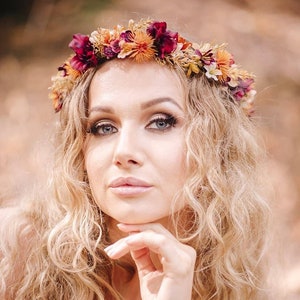 Autumn Flower crown, whimsical wedding headpiece. Aerin design