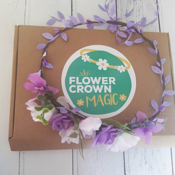 Children’s DIY Flower Crown Making kit & Video Guide, Child’s DIY Floral Garland, Lush Lilac, Flower headband DIY craft pack