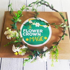 Children’s DIY Flower Crown Making kit & Video Guide, Child’s DIY Floral Garland, Forest Green Dream, Flower headband DIY craft pack