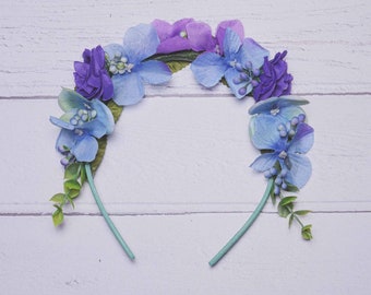 Purple and Blue Flower Headband, Child's Floral Headband, Ellen Design